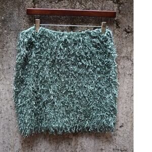 Endless Rose Metallic Fringe Mini Skirt Green Size Large